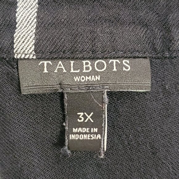 Talbots Womens Windowpane Plaid Popover Career Top Size 3X Black Office Academia - Picture 4 of 9